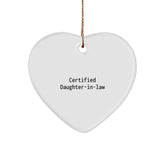 Funny Daughter-in-law Gifts for Christmas, 'Certified Daughter-in-law' Heart Ornament Gifts from Men to Women - Image 1